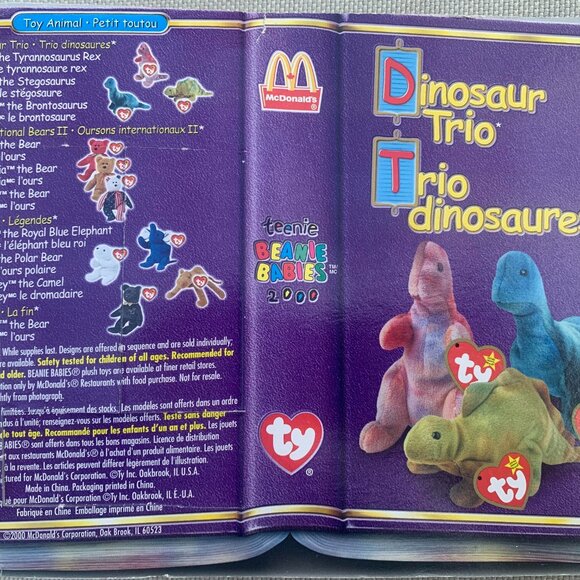 Y2K McDonald's TY Teenie Beanie Babies 2000 Dinosaur Trio STEG The Stegosaurus - Picture 2 of 4